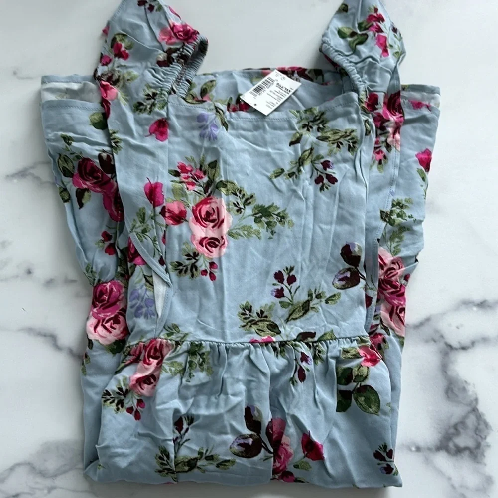 The Children's Place Girls Mommy And Me Floral Tiered Dress Blue Size 16 XXL NWT